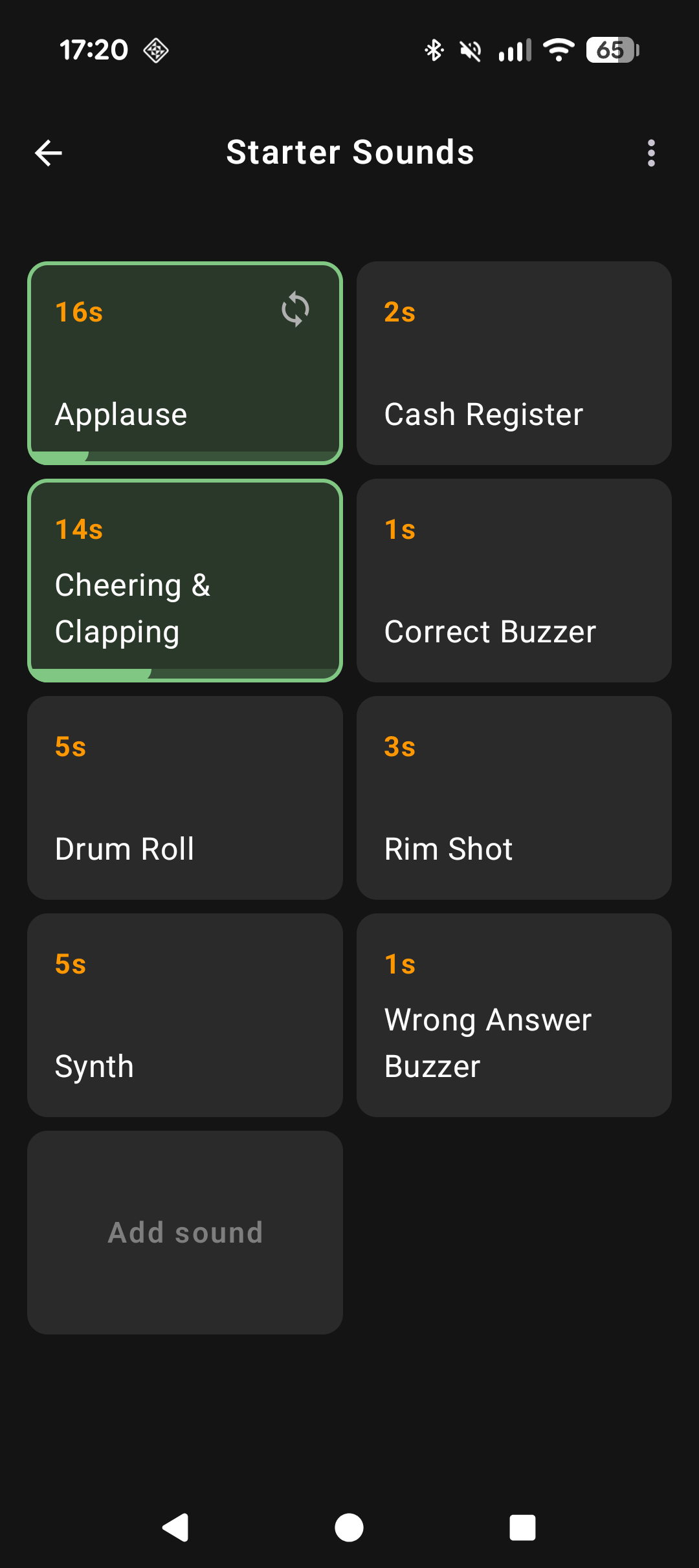 Pad grid with Applause and Cheering & Clapping actively playing